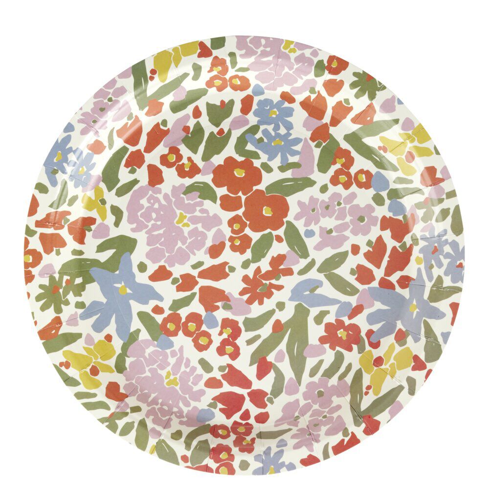 Assiette carton x8 motif fleuri Ø23cm (2 modèles)