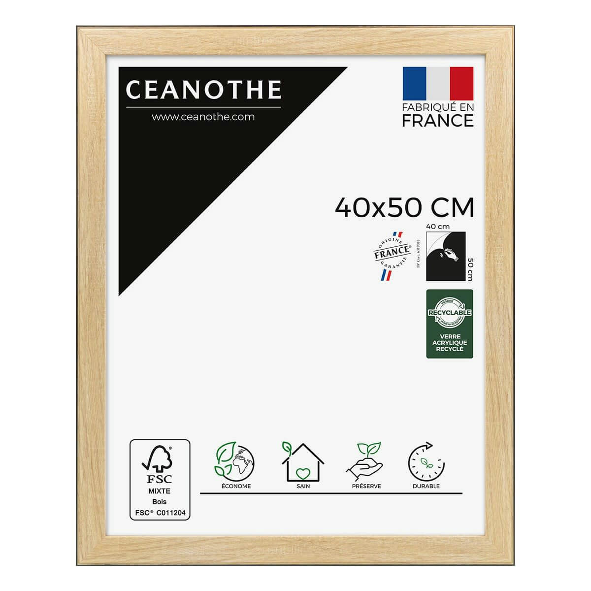 NEWTON - Cadre photo Newton bois noir 40x50 cm résine recyclée