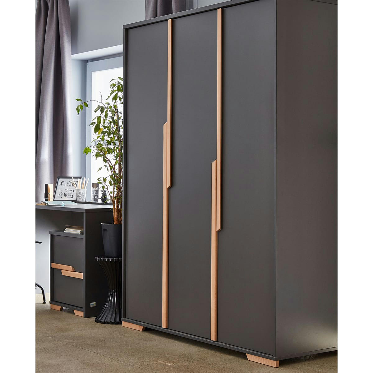 SNAP - Armoire 3 portes gris naturel