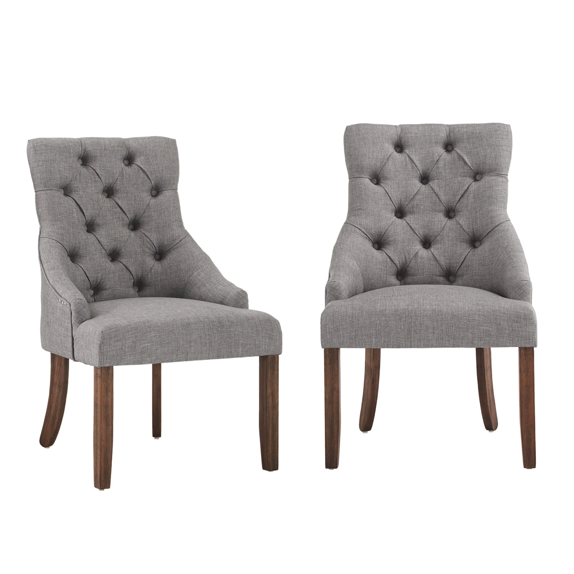 Plovdiv Linen Curved Back Tufted Dining Chairs (Set of 2)