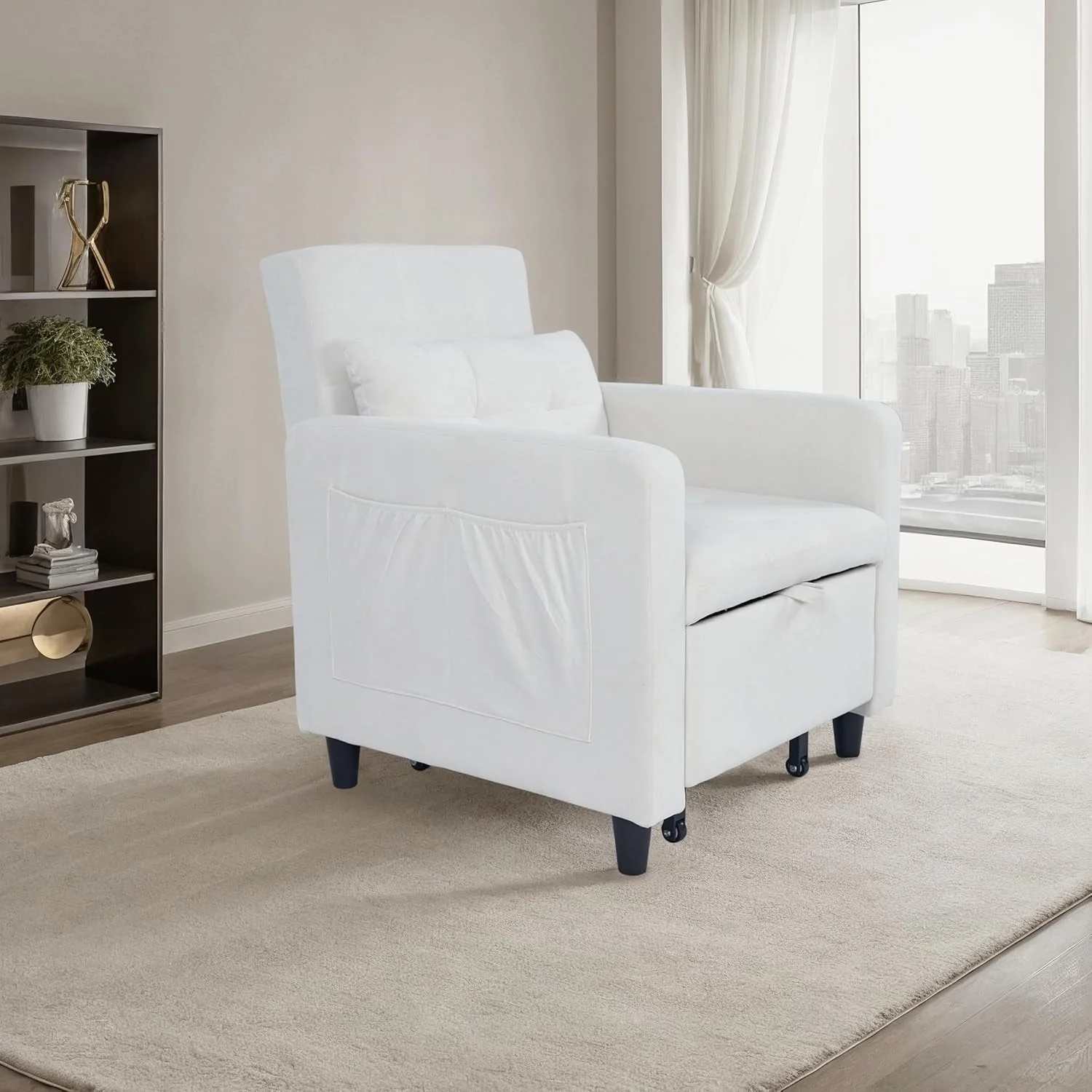 Convertible Sleeper Chair 3-in-1 Sofa Chair Bed,Comfy Pullout Couch Chair with Adjustable Backrest Recliner Chair Bed