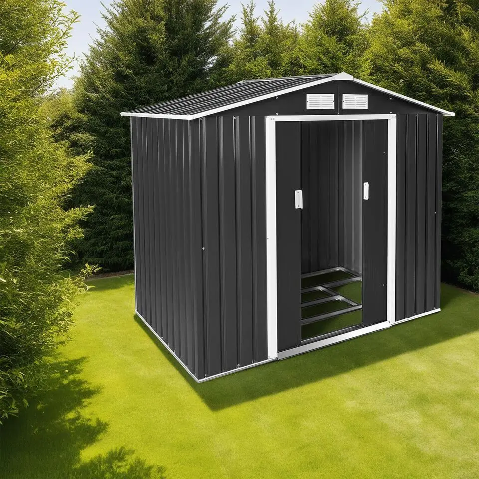 tectake Tuinhuis met zadeldak , Grijs/Wit