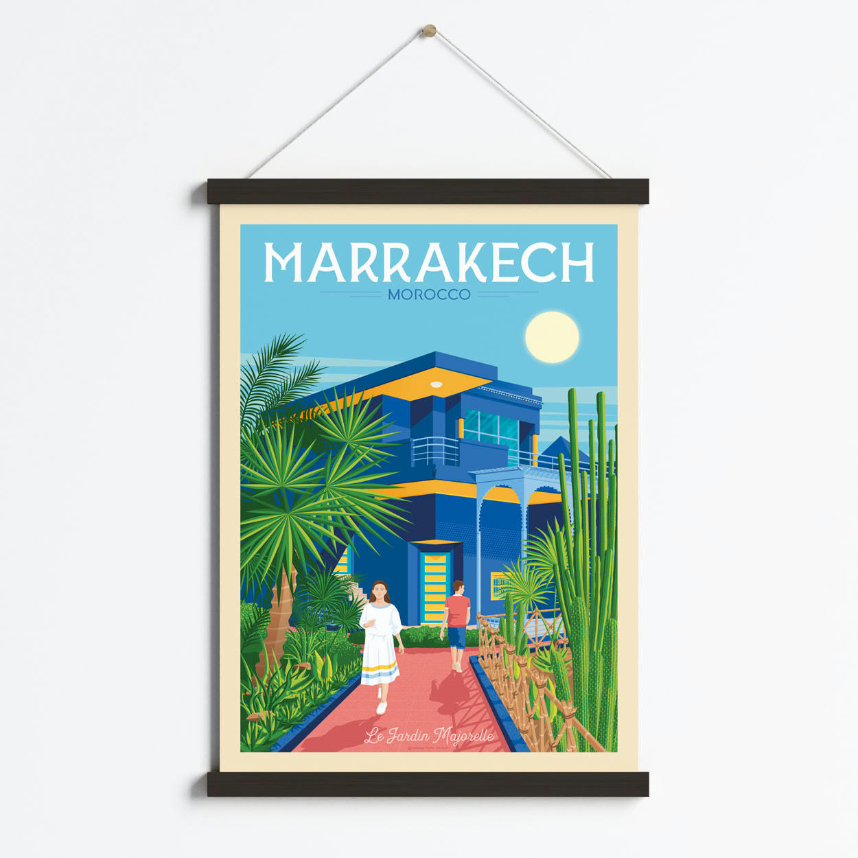 - Affiche Marrakech Maroc + Cadre Magnétique (Bois Noir) 50x70 cm
