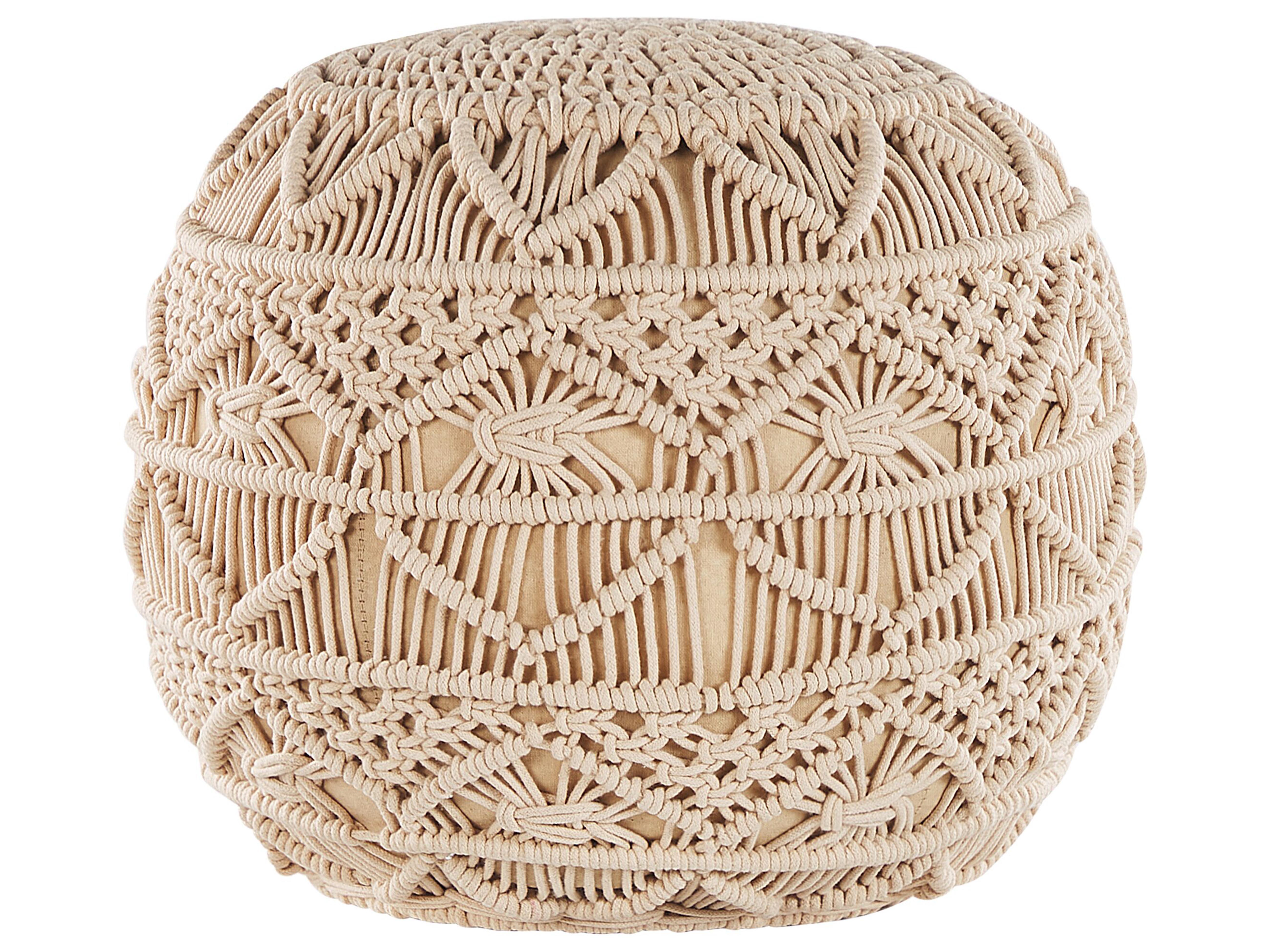 Pouffe Macram�� KAYSERI Cotton Beige