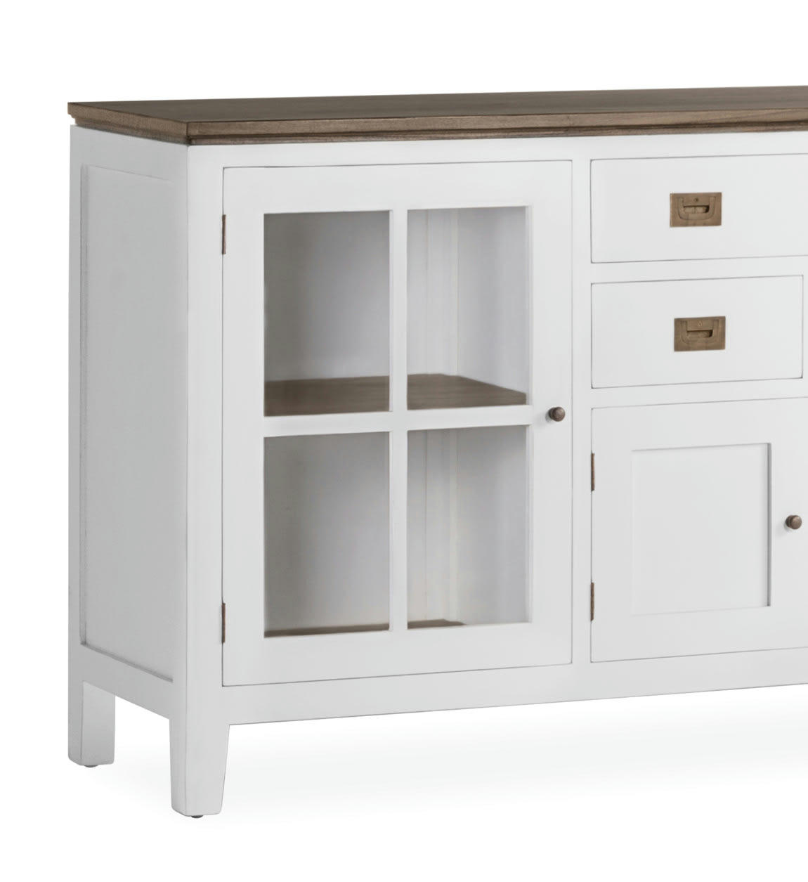 EVEREST - Buffet en bois de mindi blanc et plateau marron L180
