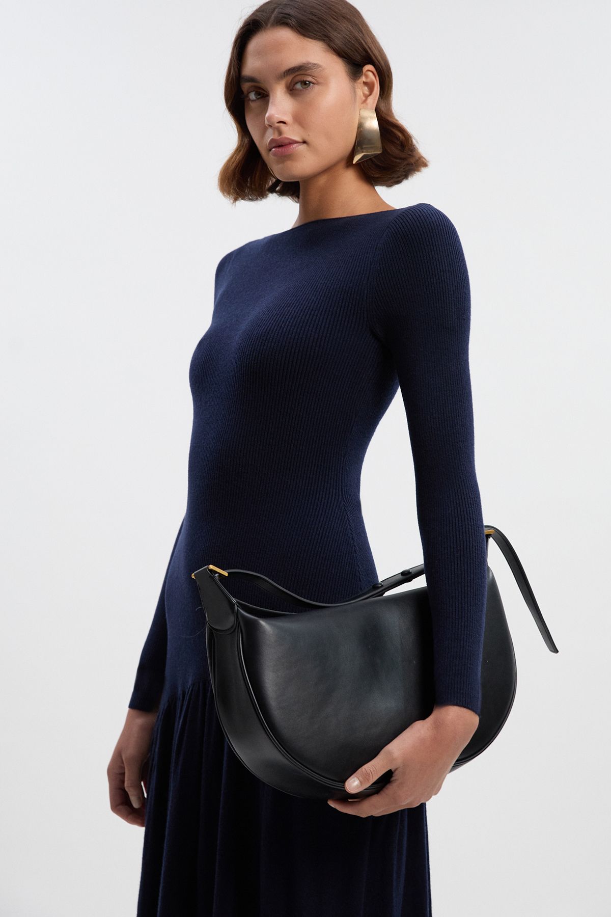 KarenMillen Petite Wool Blend Sheer Knitted Skirt Dress