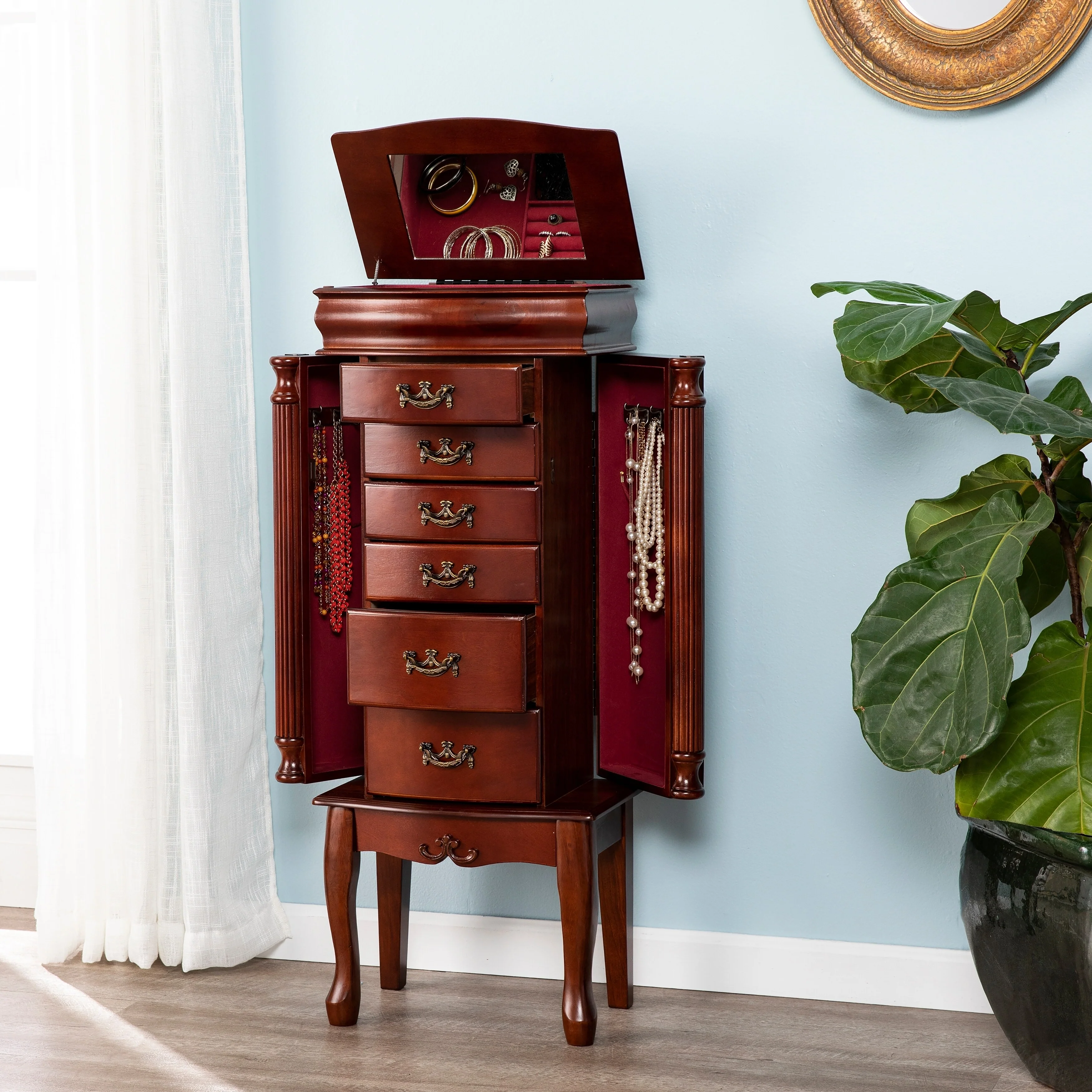 Mahogany Medium Jewelry Armoire