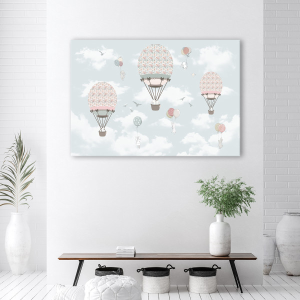 Feeby Obraz, Kolorowe zwierzątka balon 60x40