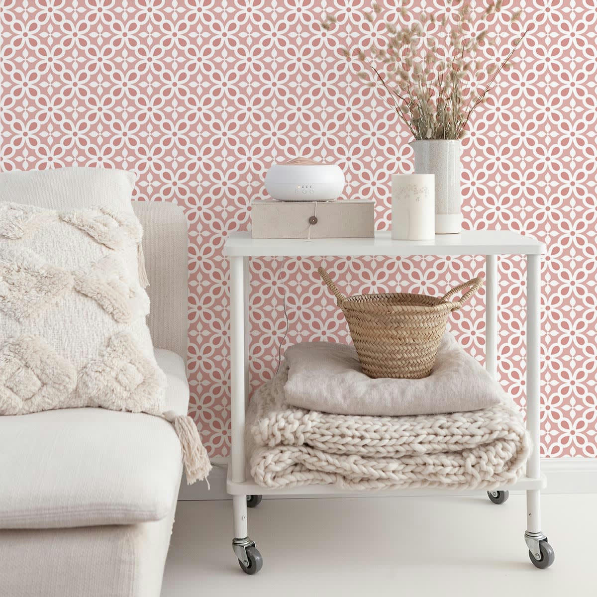 MOSAIC - Papier peint vinyle adhésif mosaïque rose vif 50x300 cm