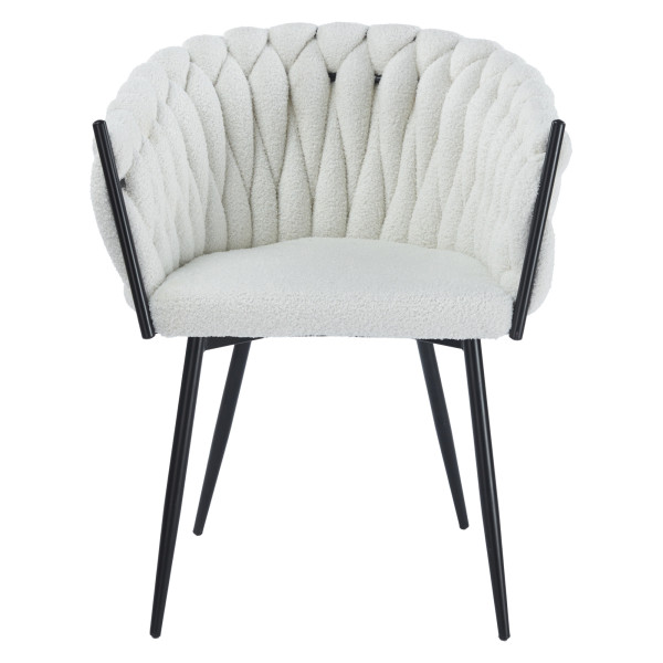 Krzesło DC-7077 | Biały boucle baranek | czarne nogi