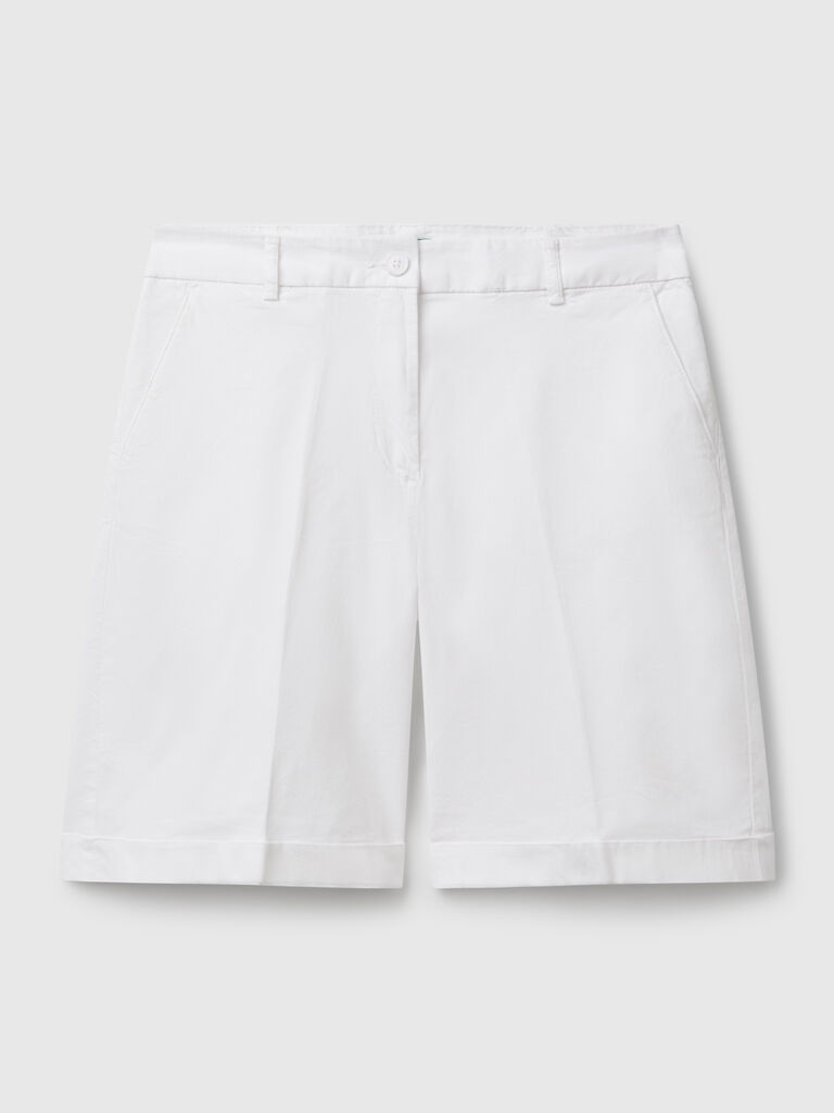 Bermudas with cuff in stretch cotton