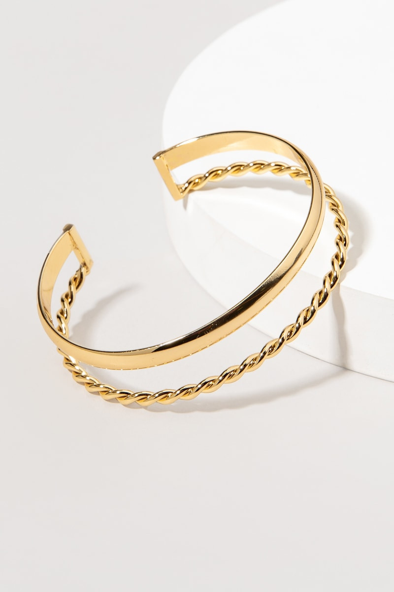 Natasha Dual Design Gold Cuff Bracelet