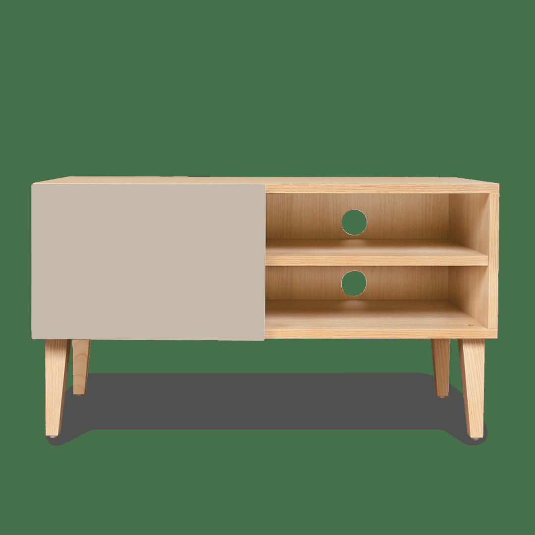 MIKE - Petit meuble TV en beige havane, 2 portes – 50*90*40