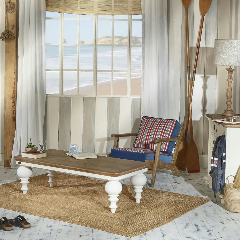 MONTGOMERY - Table basse plateau chêne pieds blancs