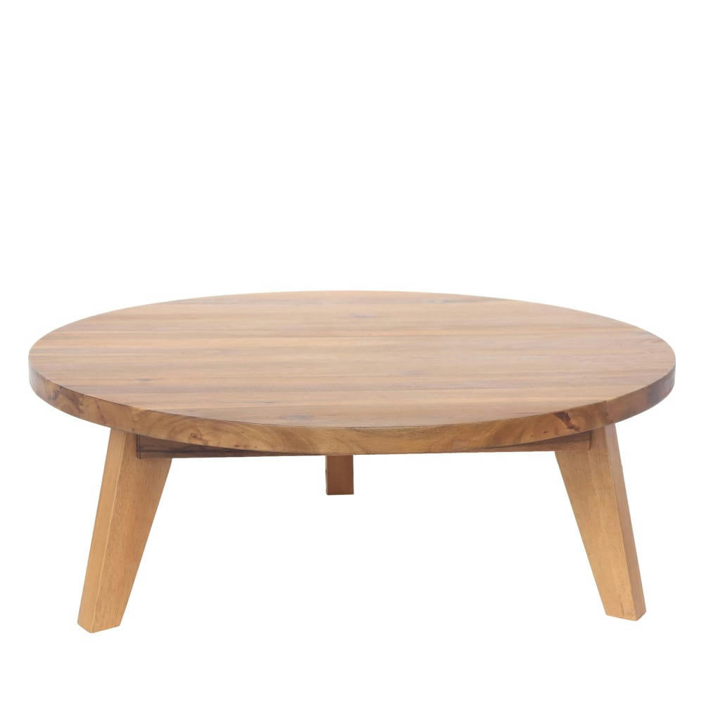 LÉONA - Table basse en bois d'acacia D80cm bois clair