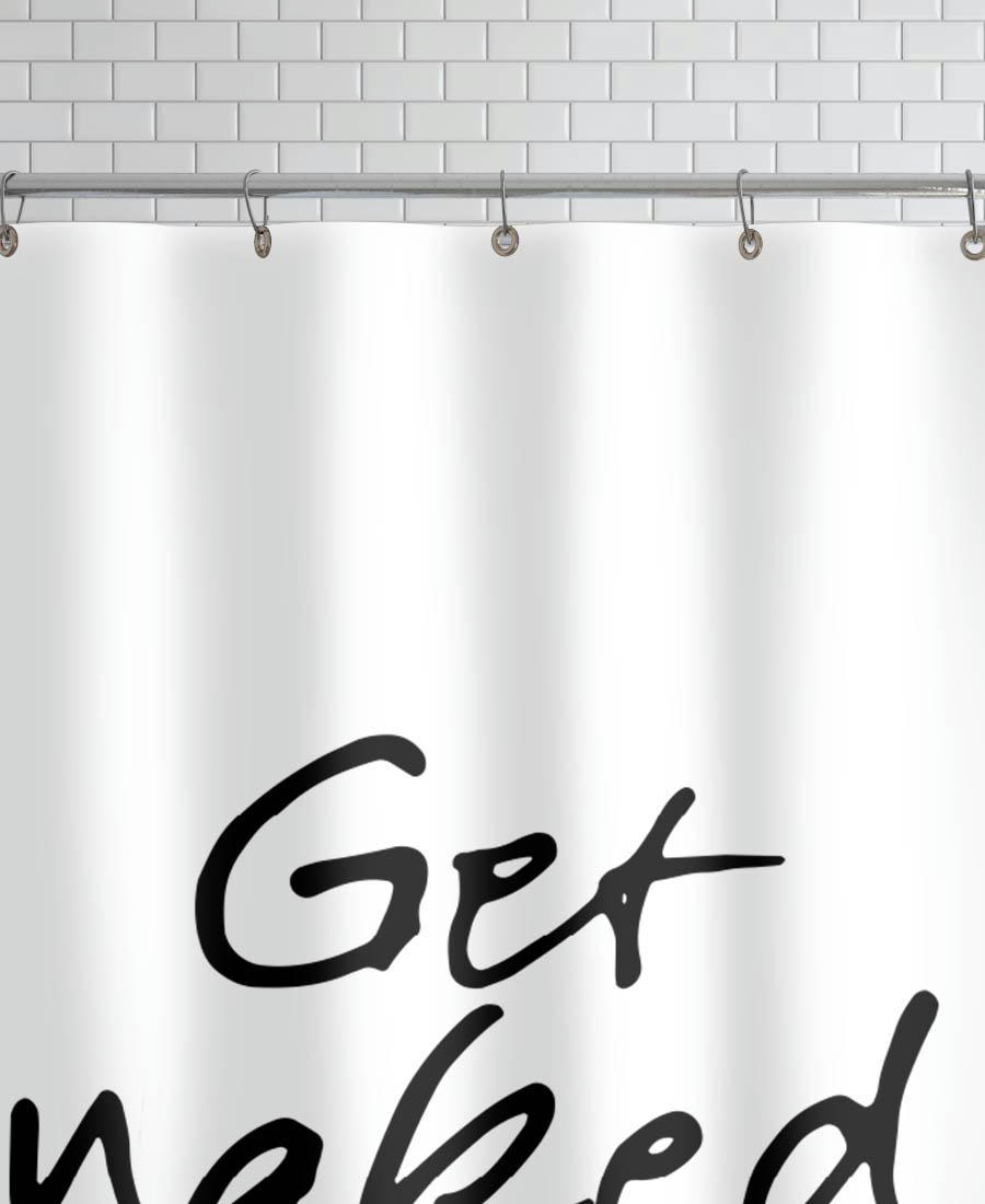 GET NAKED - Rideau de douche en polyester en blanc & noir 150x200