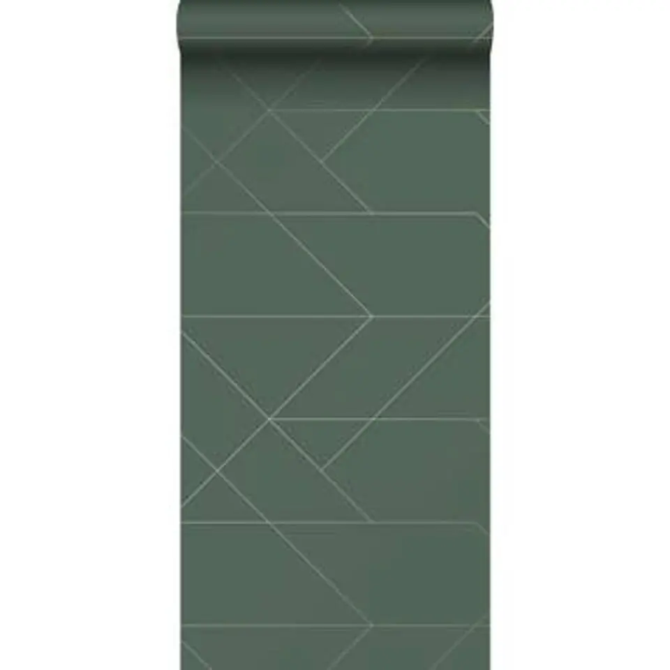 ESTAhome behang - grafische lijnen - groen en goud - 0.53 x 10.05 m