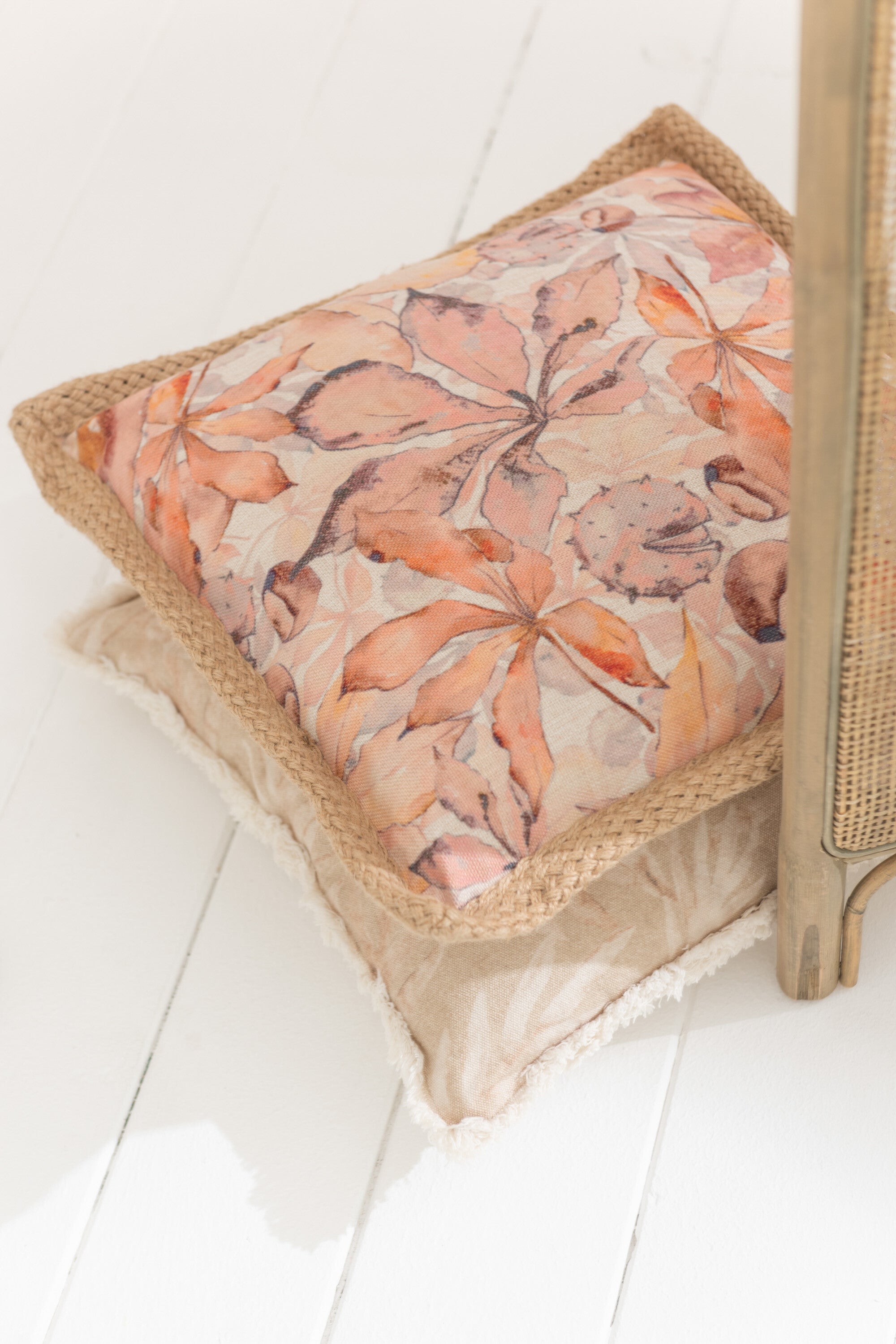 J-Line kussen Garden - polyyester - beige/groen