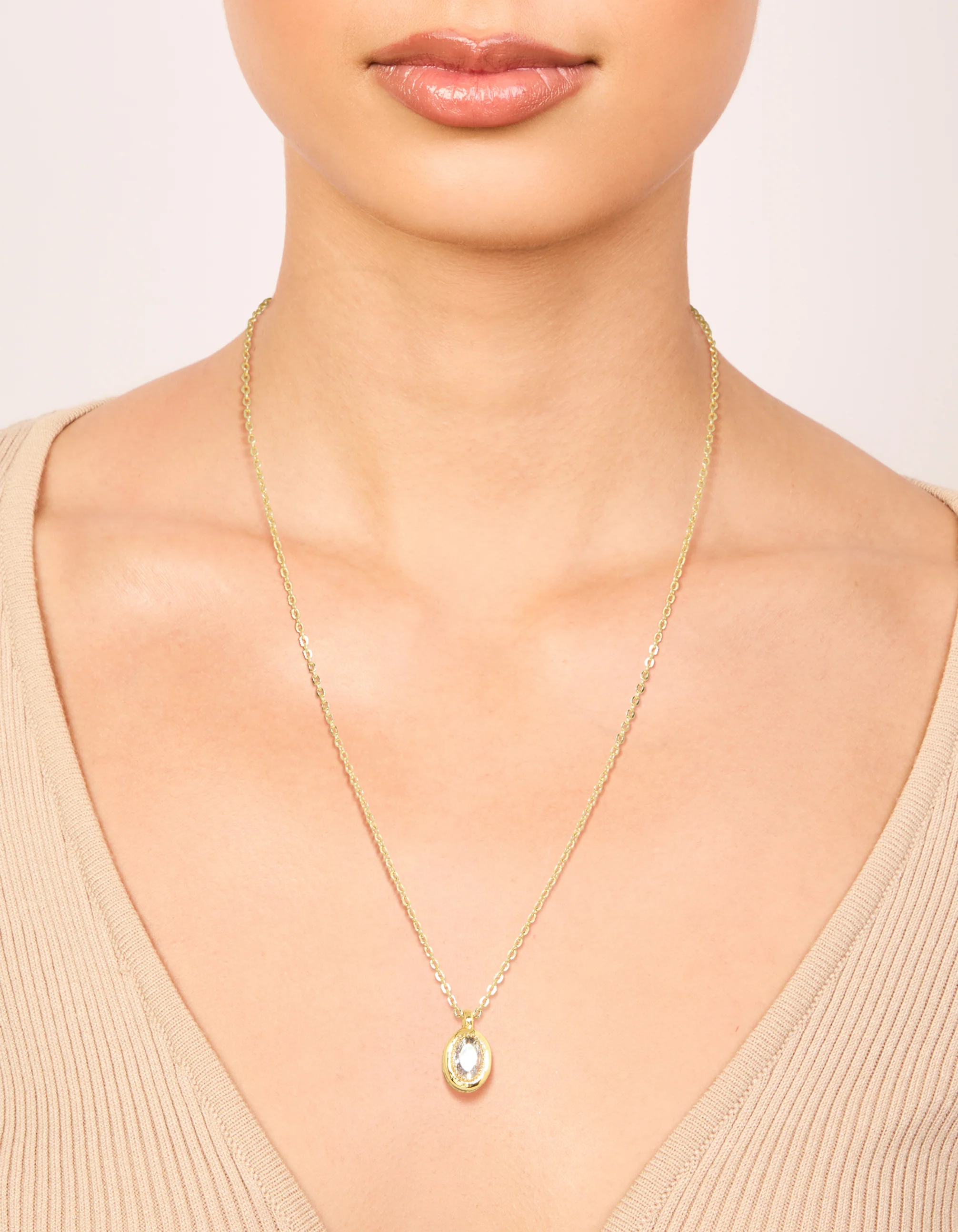 Gold Plated Brass Cubic Zirconia April Birthstone Necklace