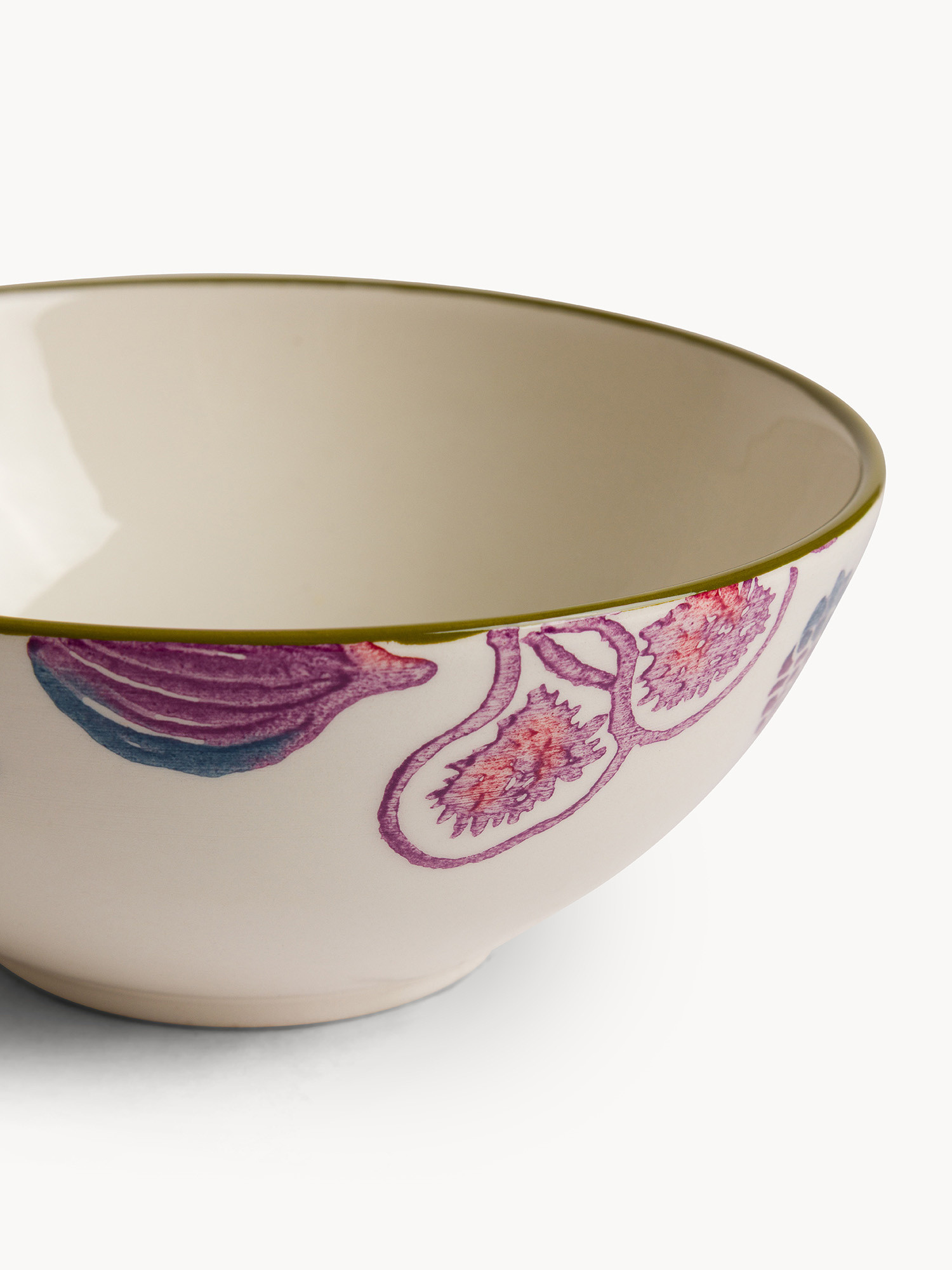 Coppetta in ceramica motivo fichi dipinto a mano