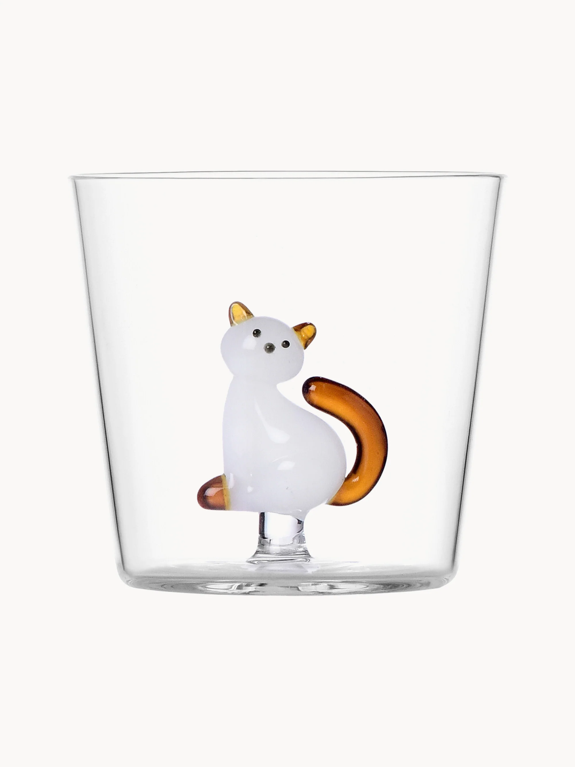 Handgefertigtes Trinkglas Tabby Cat aus Borosilikatglas