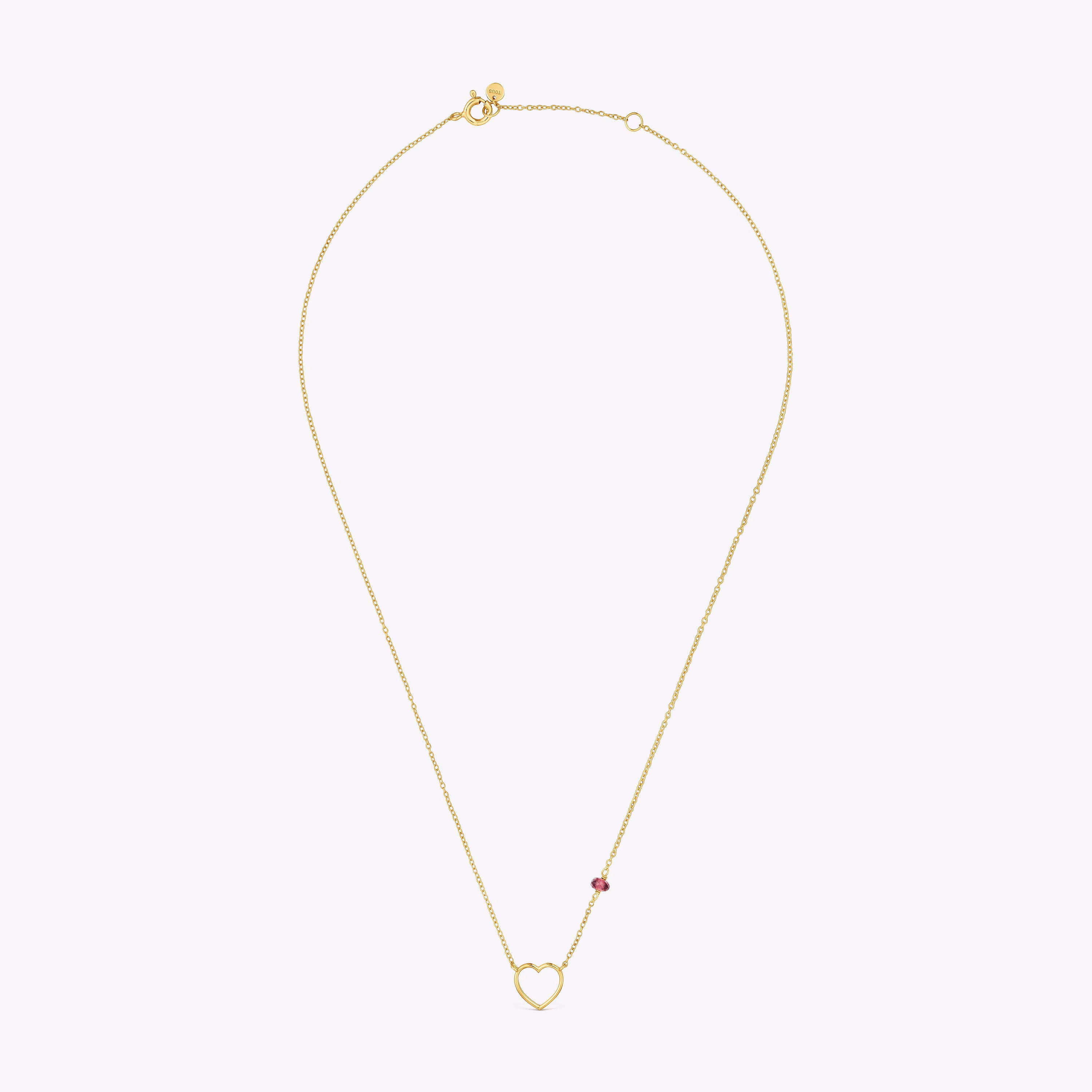 Collar corazón de oro 9 kt y rodolita Silueta