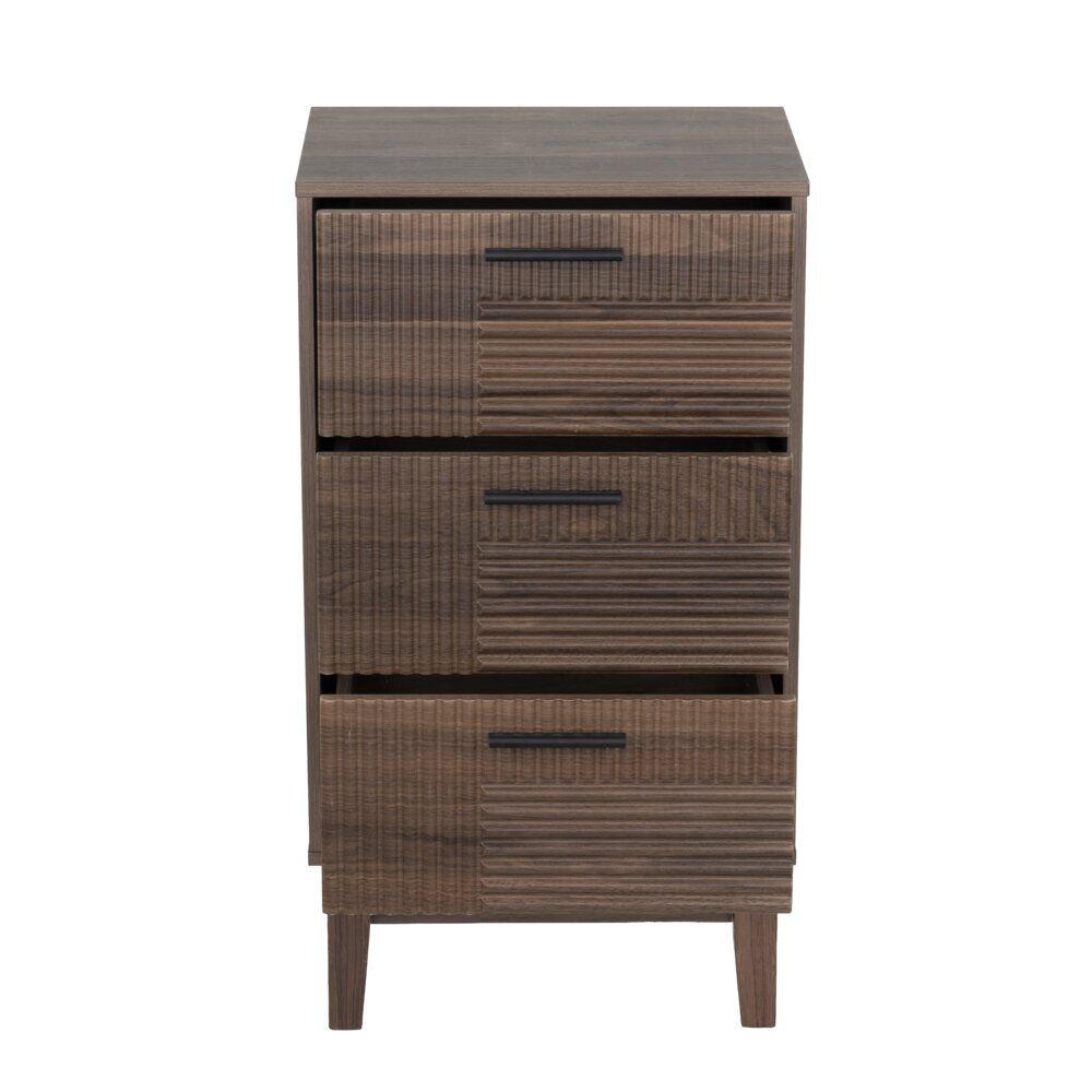 Meuble de rangement en bois Lida 3 tiroirs marron foncé 40x29,5xH72cm