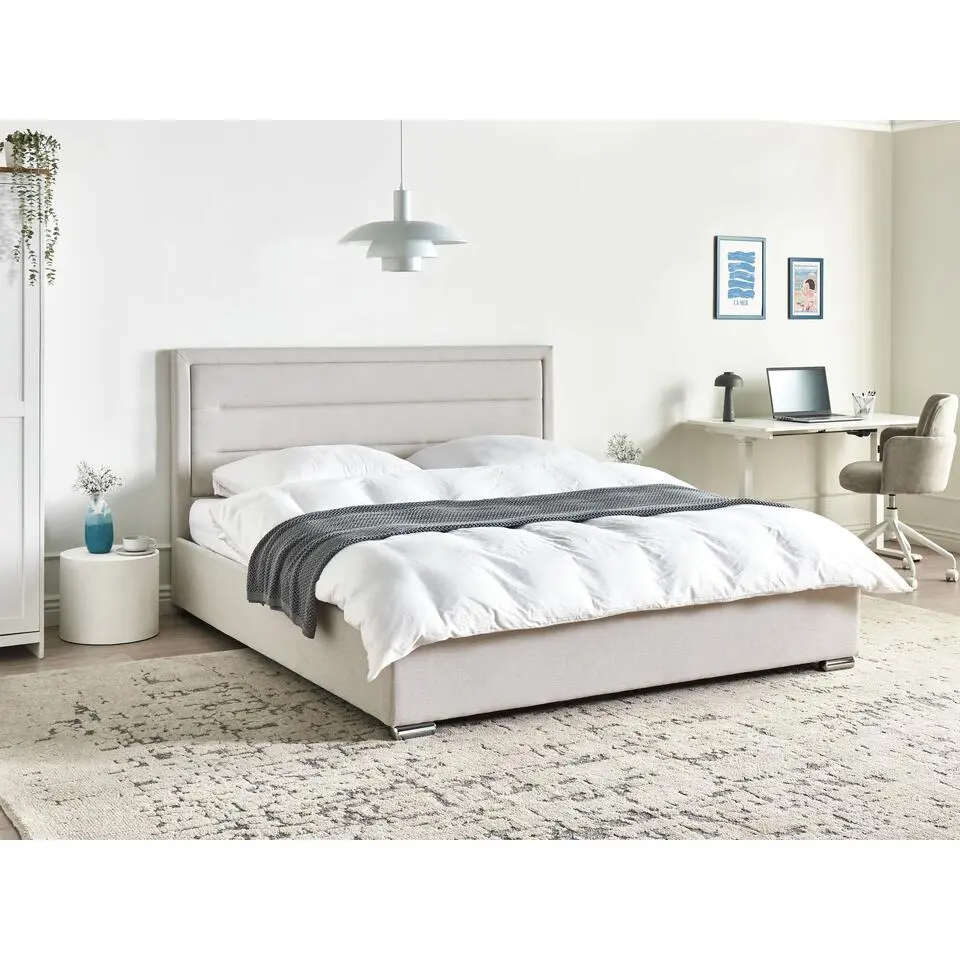 ROUEN - Bed met opbergruimte - Lichtbeige - 180 x 200 cm - Polyester