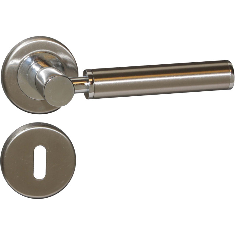 Poignée de porte avec rosace et entrée nickelée à points 2 pièces