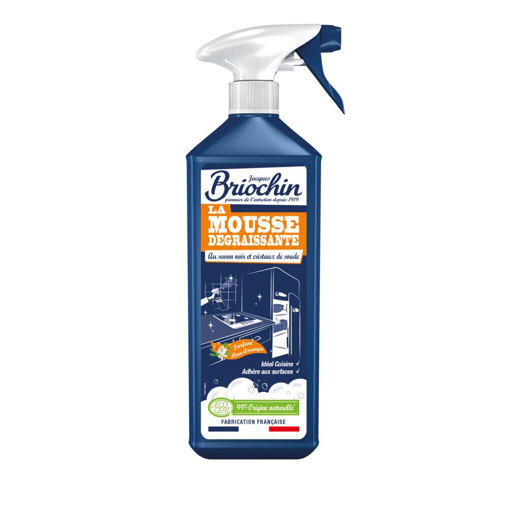 Mousse dégraissante Briochin savon noir et cristaux de soude fleur d'oranger 750ml