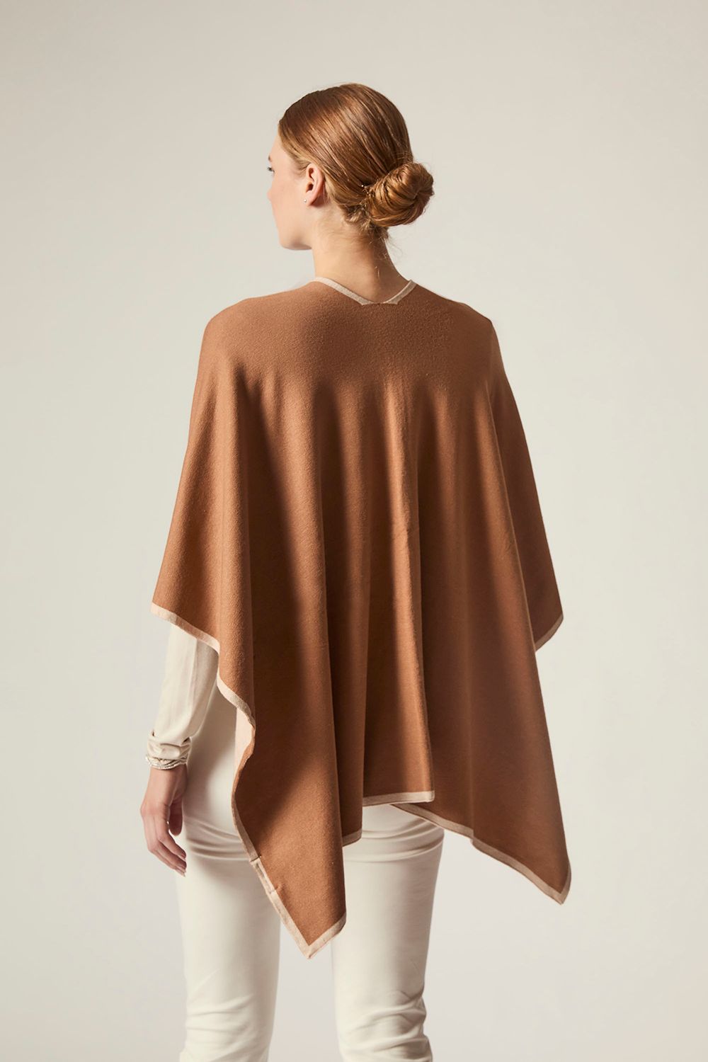 James Lakeland Camel Front Knot Poncho