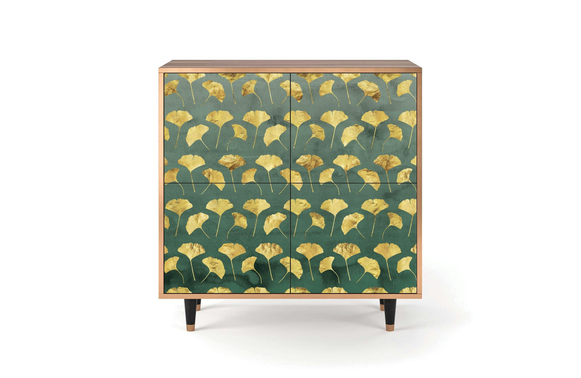 GINGKO LEAVES - Buffet  vert et jaune 4 portes L 94 cm