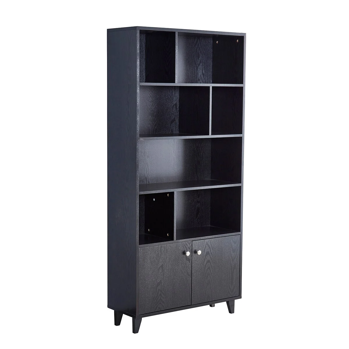 Bookcase, Bookshelf with Doors for Living Room,Home Office, Black