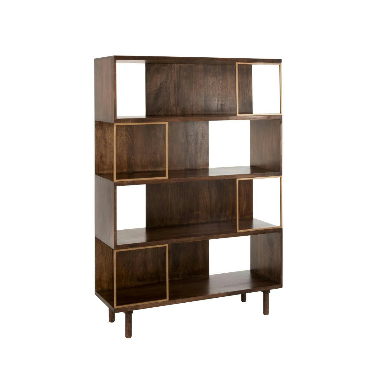 YALI - Etagère moderne en bois et métal doré