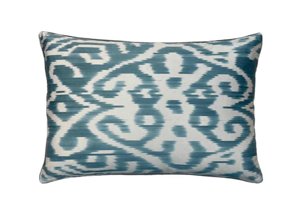 - Housse de coussin double soie ikat  40x60 gris