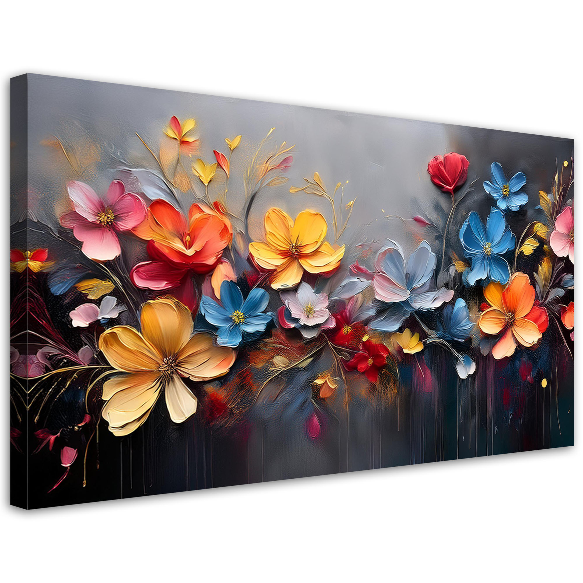Feeby Obraz na płótnie, Malowana Kompozycja Kwiatów 120x60