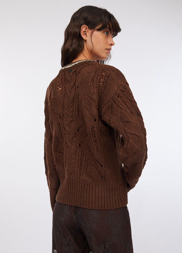 Maglia traforata con pietre gioiello
