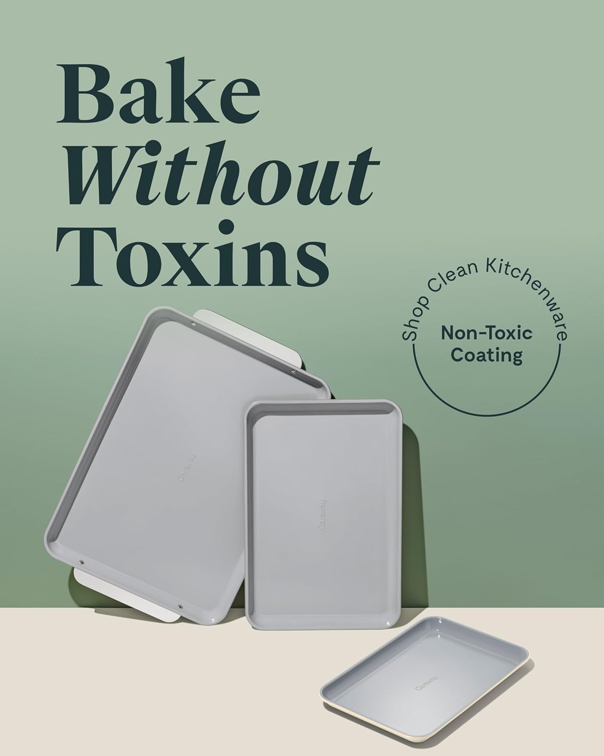 Caraway Non-Stick Ceramic Baking Sheet Trio - Naturally Slick Ceramic Coating - Non-Toxic, PTFE & PFOA Free - 18 x 13 Large, 15 x 10 Medium, & 9 x 13 Small - Black