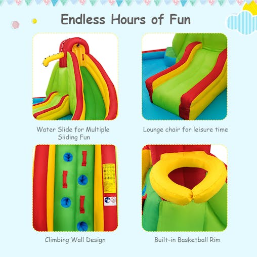 NNECW Inflatable Water Slide Jumping Castle with Two Slides Trampoline