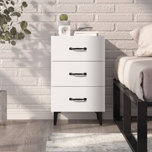 NNEVL Bedside Cabinet White 40x40x66 cm Engineered Wood
