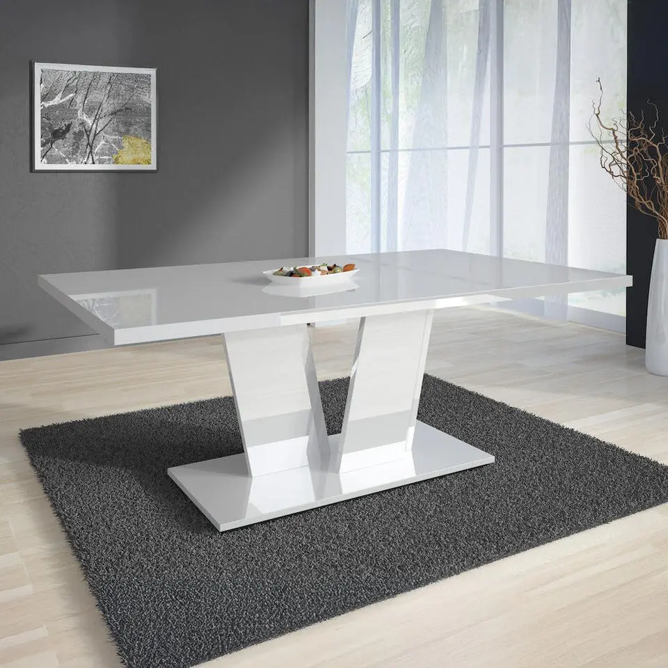 Meubella - Eetkamertafel Violin - Hoogglans Wit - 160 cm