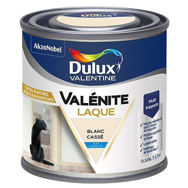 Laque acrylique blanc cassé mat velouté Dulux Valentine Valénite 125 ml