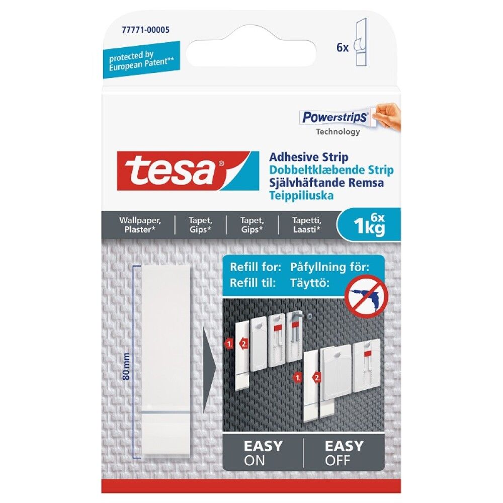 MONTERINGSSTRIPS TESA TAPET OG GIPS POWERSTRIP 6STK