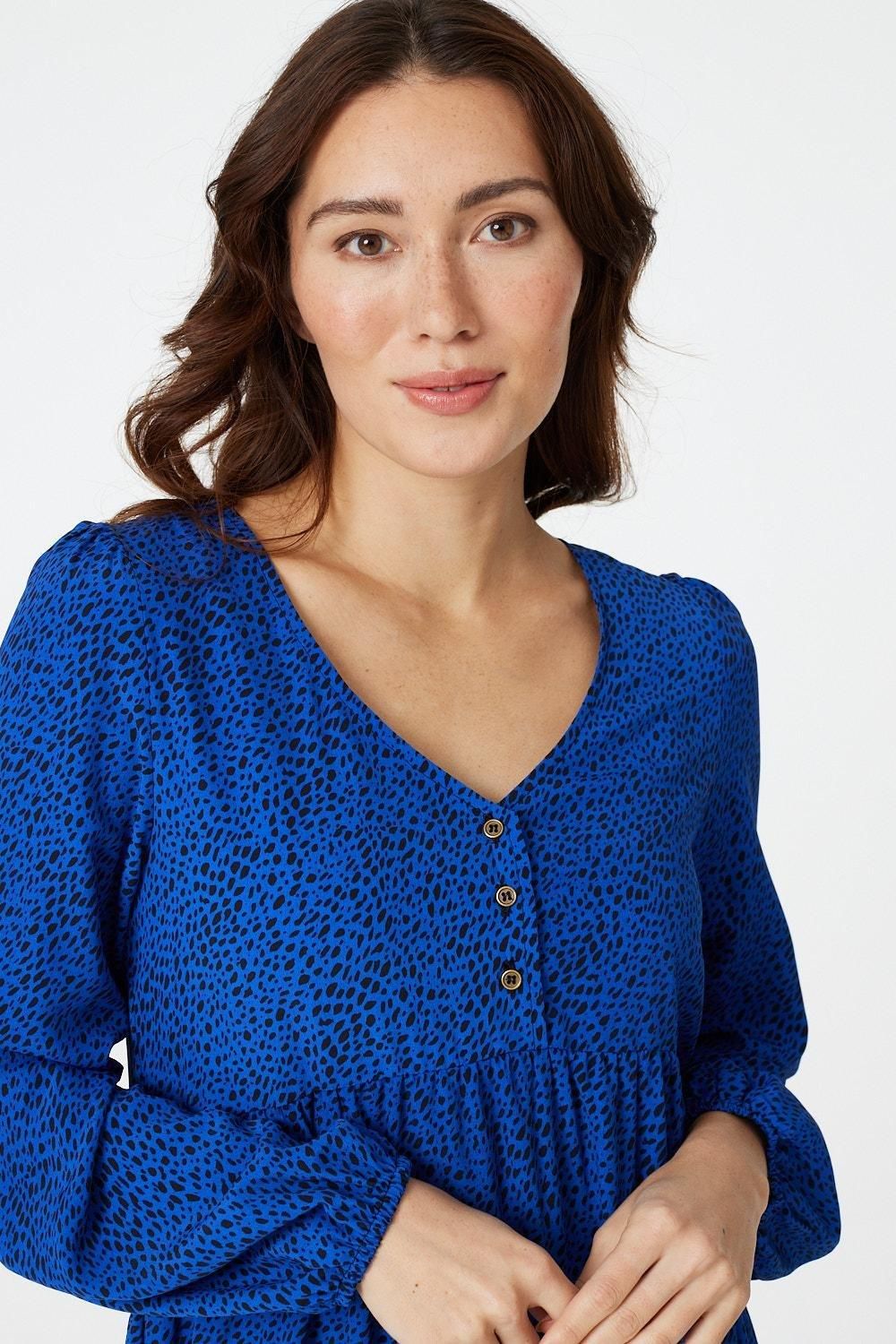 Izabel London Polka Dot V-Neck Tiered Midi Dress