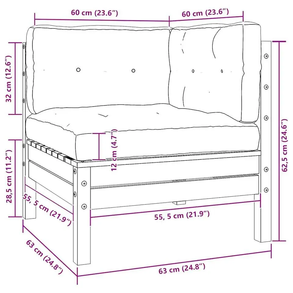 vidaXL - Loungeset - Grijs - Grenenhout - 3 stuks - Met kussens