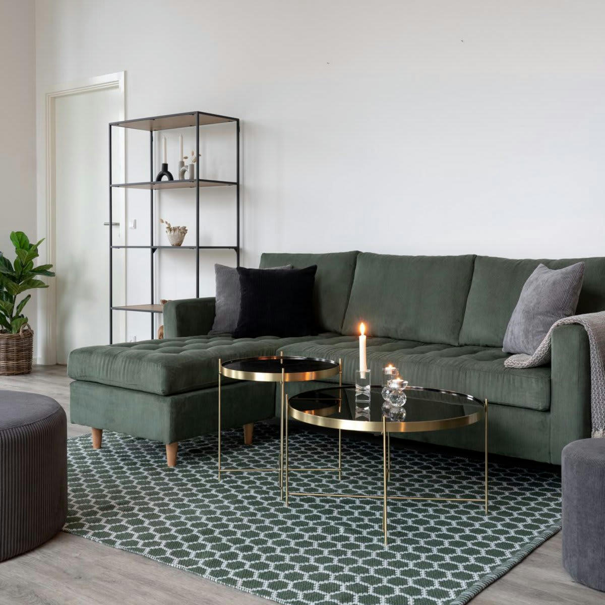 MEZZA - Table basse ronde 48cm en métal doré et verre miroir