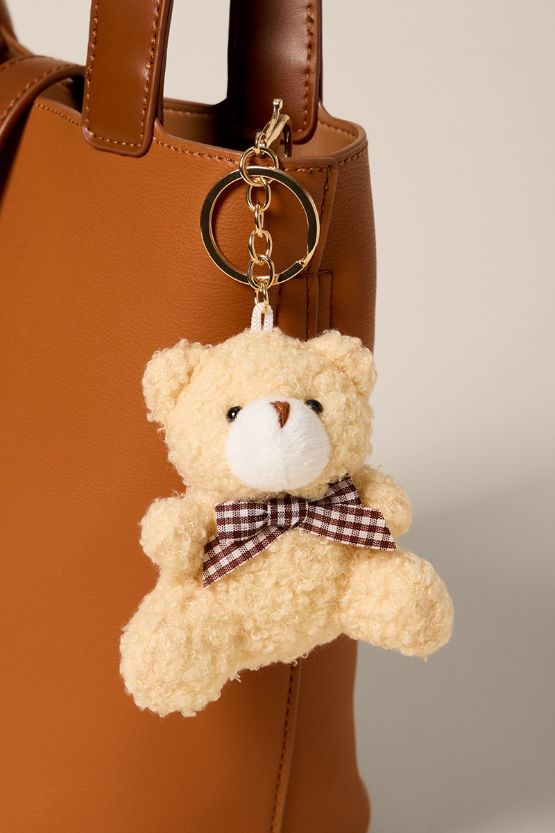 Plaid Bow Teddy Bag Charm