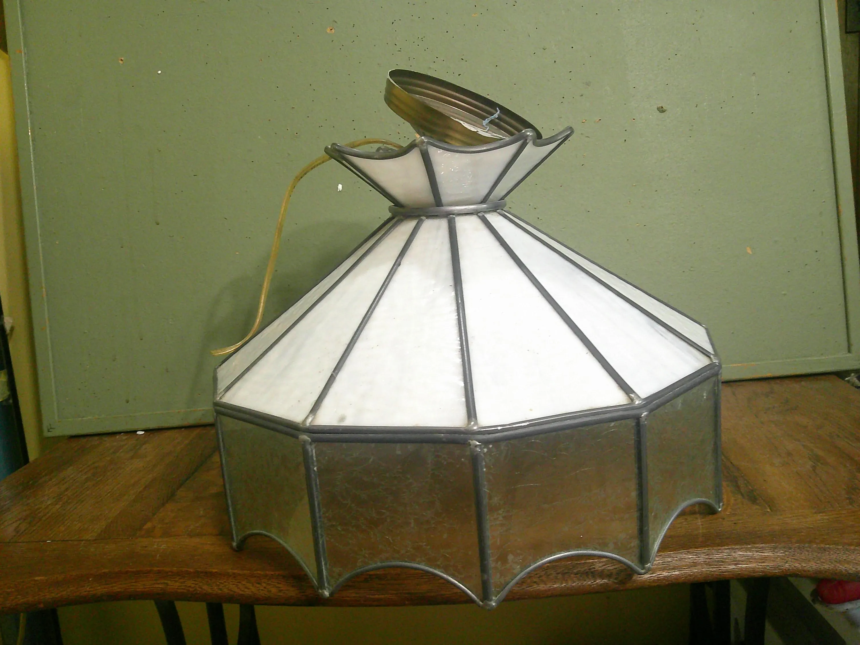 Stain Glass Light Fixture Ceiling mount Hard wired Vintage