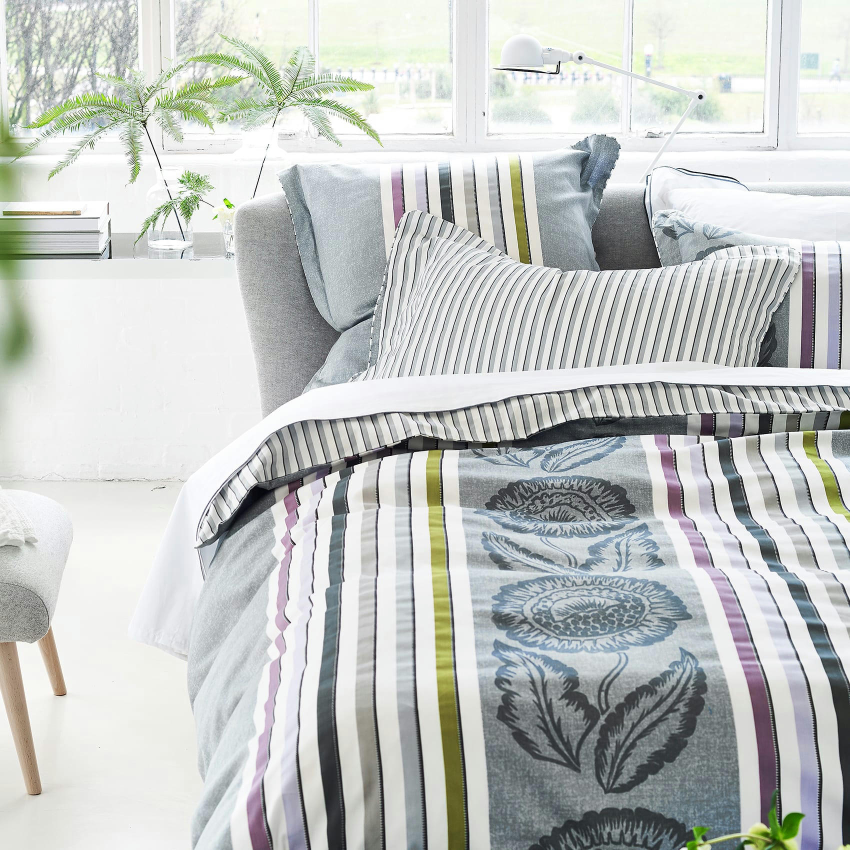 ASTRAKHAN - Taie d'oreiller imprimée en satin de coton Graphite 50x75