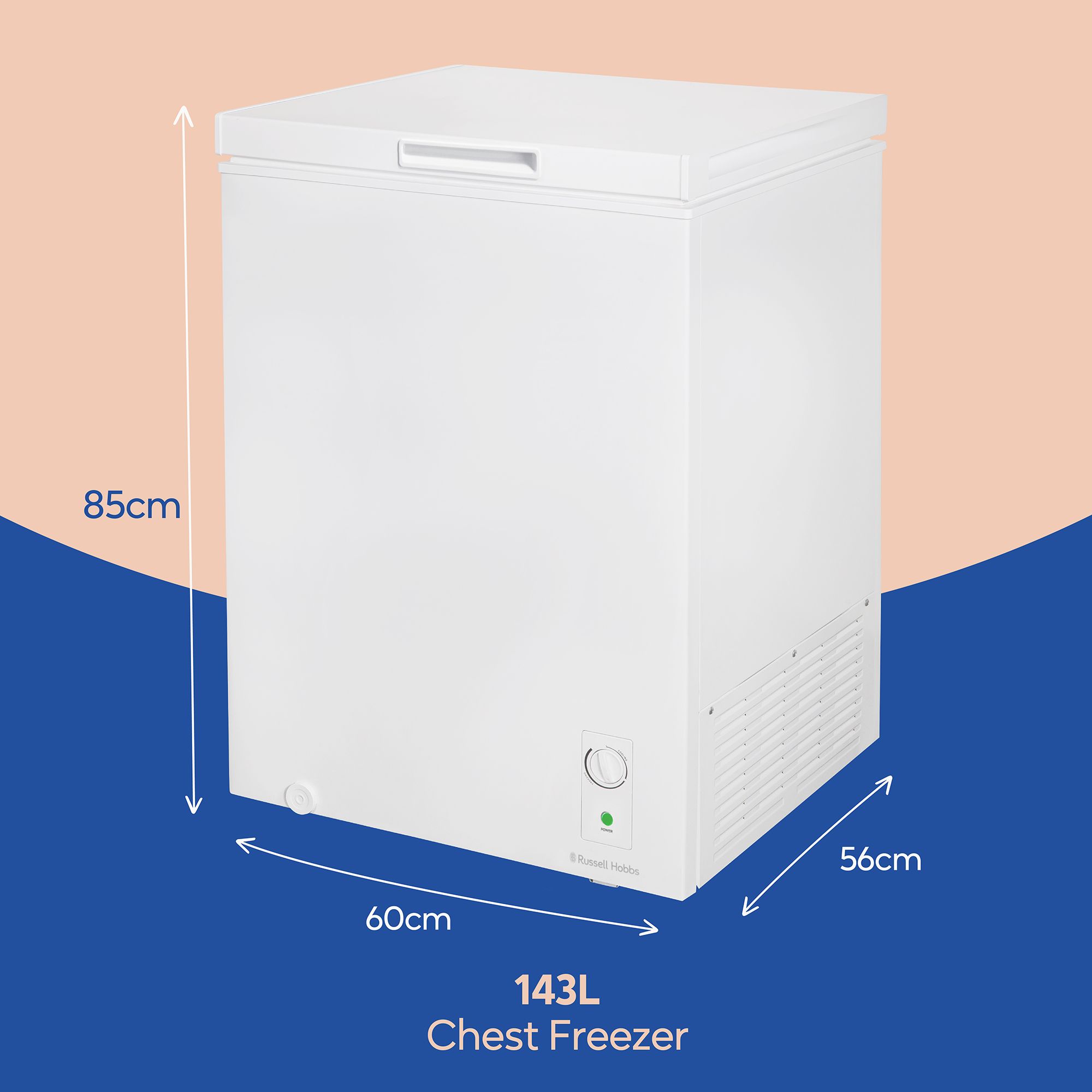 Russell Hobbs Chest Freezer 143L Suitable for Garages, Outbuildings RH142CF0E1